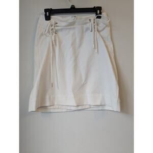ANN TAYLOR Women's Mini Skirt Y2K Off White Corset Lace Up Front Size NWOT